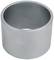 A grey, cylindrical metal sleeve standing upright. It has a smooth surface and is hollow inside.