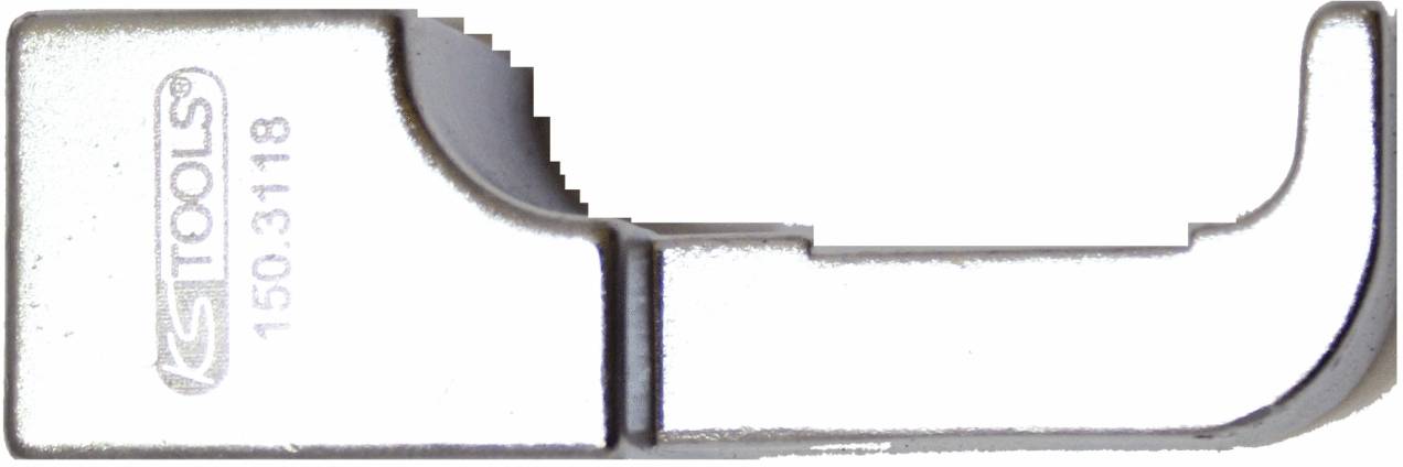 Metallic specialised tool inscribed with 'TOOLS 150.3118', used for gripping or tightening nuts or pipes.