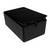 Black plastic box with slightly open lid. Suitable for storage or as an enclosure for electronic devices.