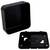 A rectangular black plastic enclosure with a removable lid, designed for wall-mounting electronic devices.