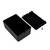 Black, rectangular plastic enclosure, opened. Enclosure lid lying beside it, screw visible. Suitable for electronic components.
