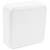 White, square plastic box with rounded corners.