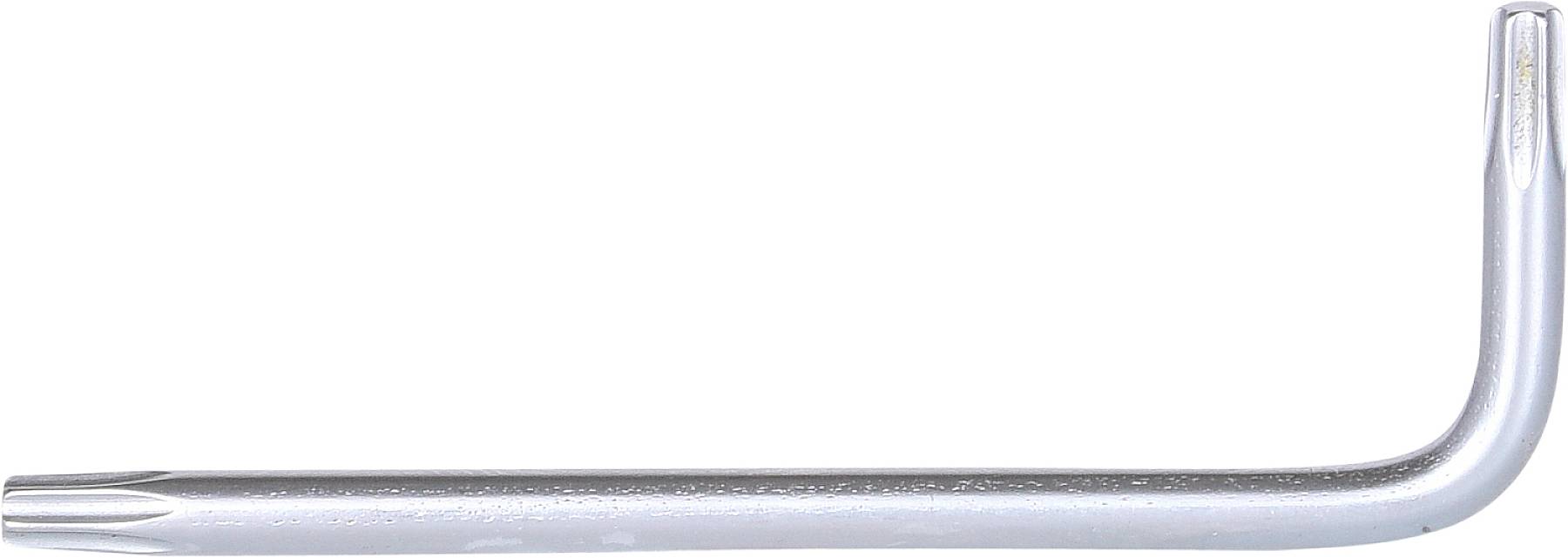 A silver L-shaped spanner with a star-shaped head, often used as a Torx key.