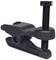 A black G-clamp with a large thread, suitable for securely fixing workpieces in various craft applications.