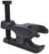 A track rod end puller made of black metal with a screw mechanism and U-shaped gripper. Tool for removing automotive parts.