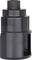 A black metal drill bit with a cylindrical shape and a round attachment on top. The drill bit has a side slot.