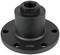 A black steel flange with four bolt holes and a central threaded connection, suitable for mounting in mechanical applications.