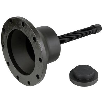 Black metal flange and screw set, potentially for mechanical or industrial applications.