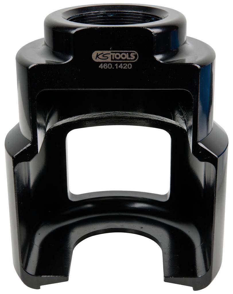 A black metal tool attachment, possibly a special key set, with the inscription 'KS TOOLS 460.1420'.