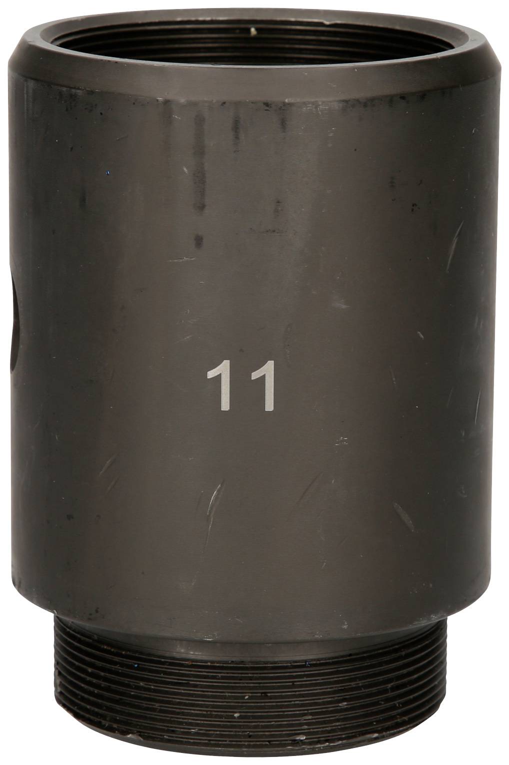 A cylindrical metal component with the number '11' on its surface.