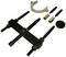 A puller set with various metal components, including hooks, screws and nuts, for assembling or disassembling car parts.