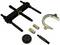 Metal extraction and removal tool set, consisting of various screws and a holding bracket, for assembly and disassembly.