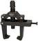 A puller tool, made of black steel, with three arms and a screw mechanism, used for removing seized parts in mechanical engineering.