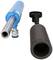 Two cylindrical devices, one blue and metallic, the other black, side by side. Possibly industrial tools.