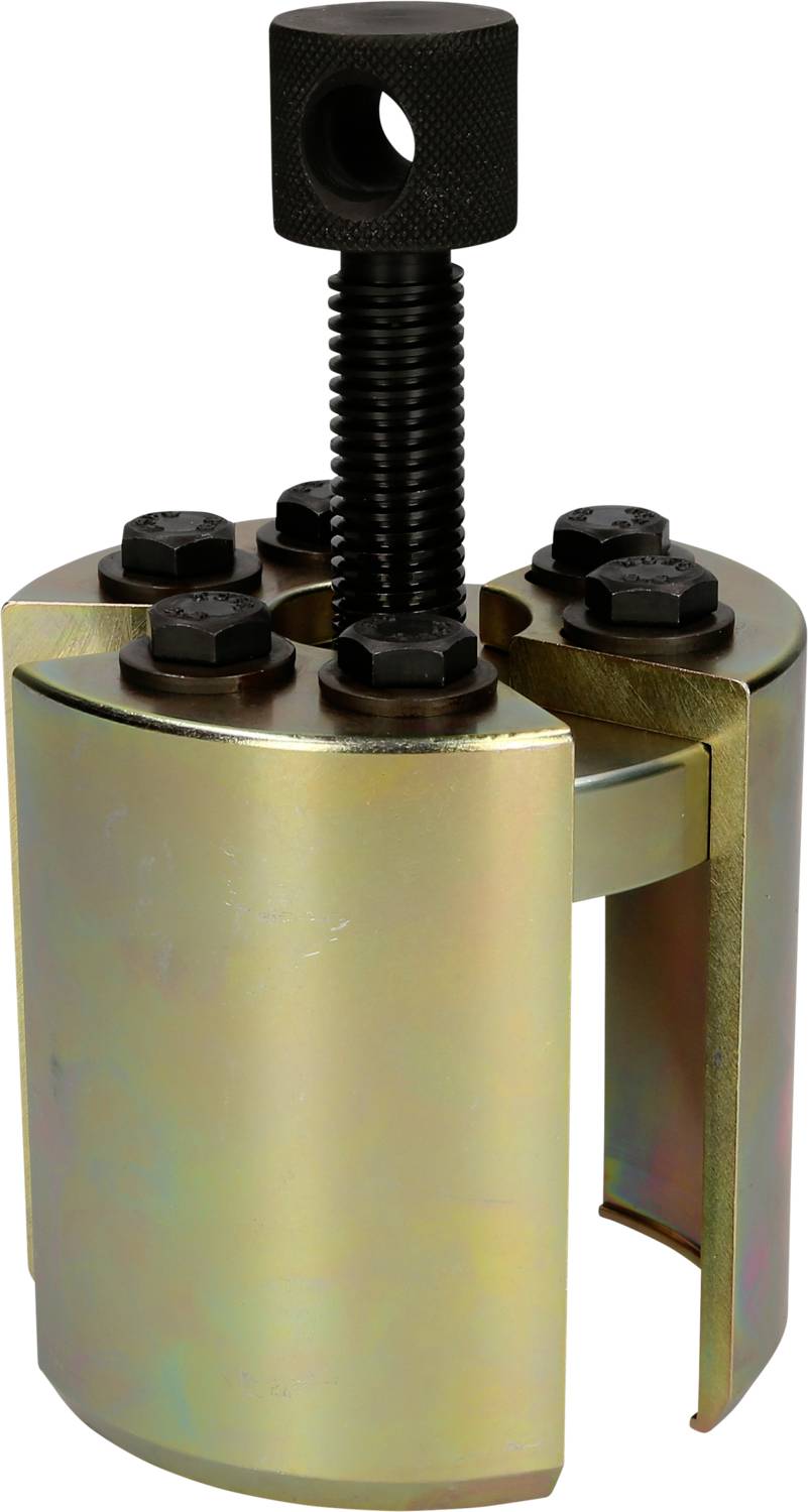 A cylindrical tool with a screw and locking screws, often used for assembly or disassembly applications in engineering.