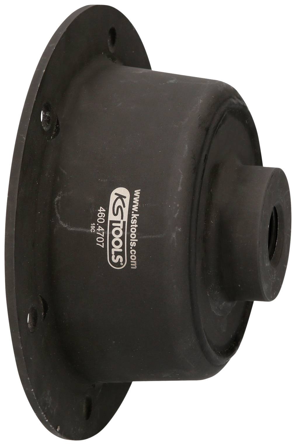 A black adapter by KS Tools with the marking '860.4707', likely intended for use in workshops or vehicle repair.