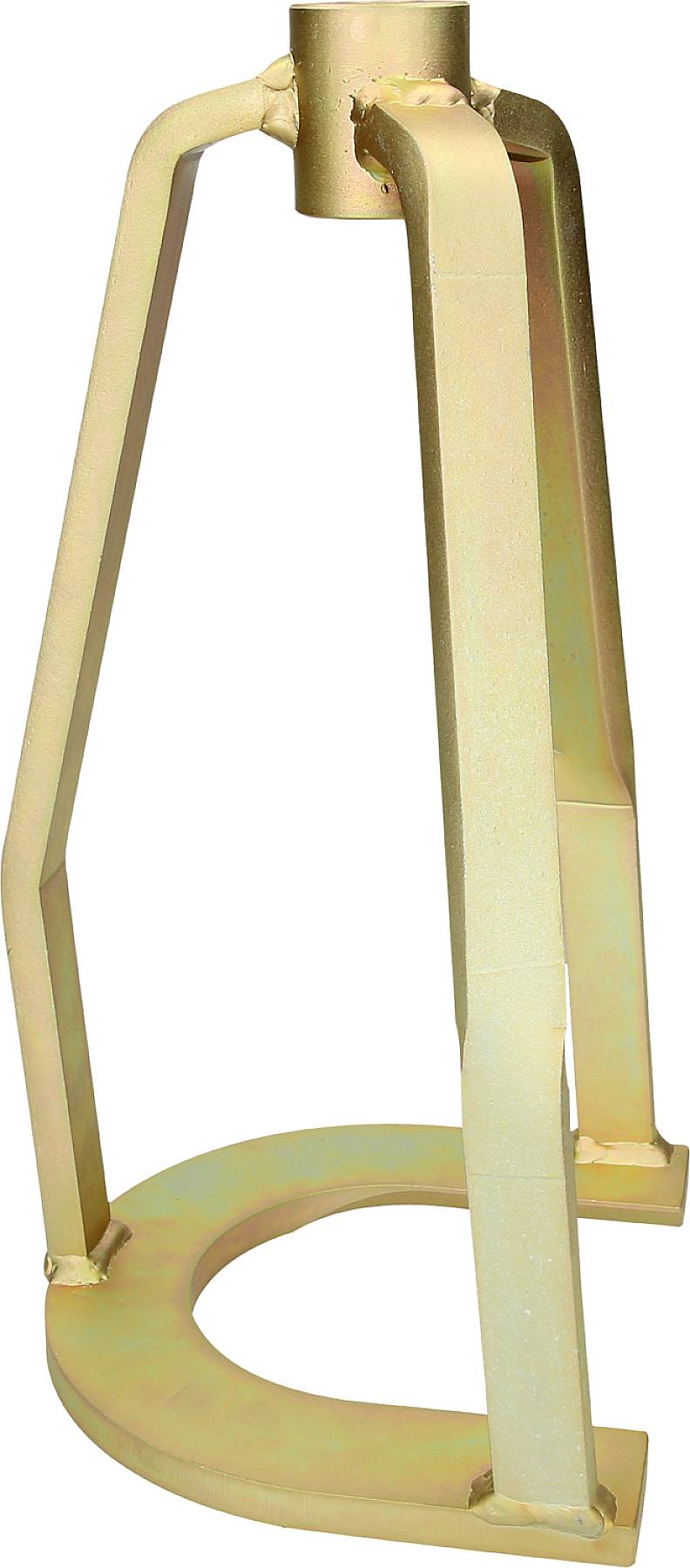 Golden metal stand, designed for stable storage or support of cylindrical objects.