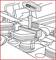 Illustration of an engine with a piston ring tool from KS Tools, which is inserted into the piston rings.