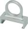Metal fixing bracket with an oval ring, commonly used in machinery or construction projects.