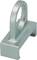 Metal shelf support bracket with hooks for tubular structures, silver-coloured and glossy, enables stable mounting of shelving surfaces.