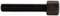 Black screw with thread and hexagonal head, horizontally aligned.