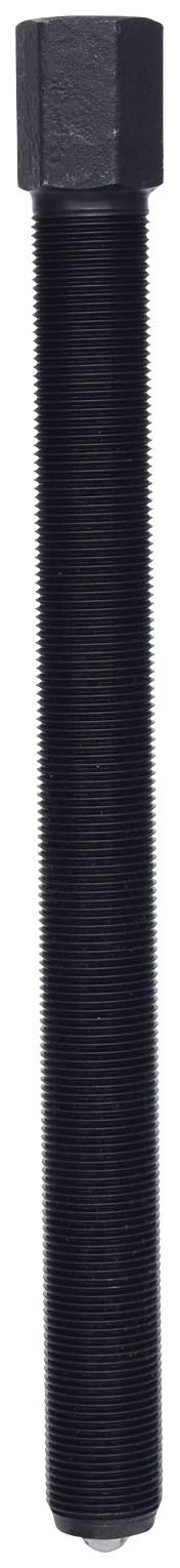 A long black metal bolt with a hexagonal head and a continuous thread.