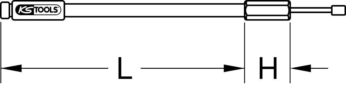 Illustration of a tool by KS Tools with length specifications L and H.