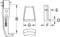 Draft of a fixed brake calliper piston calliper with dimensions: B, D, E, F, G. Tool representation shows profile and side view.