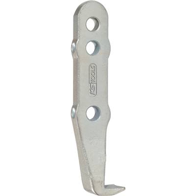 Metal hook with three holes and logo engraved in the centre.