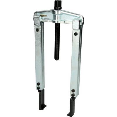 A silver two-arm puller with a black screw, used for removing bearings or gears.