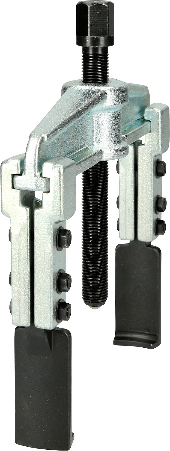 Two-jaw puller with screw mechanism, suitable for removing bearings or gears from shafts.