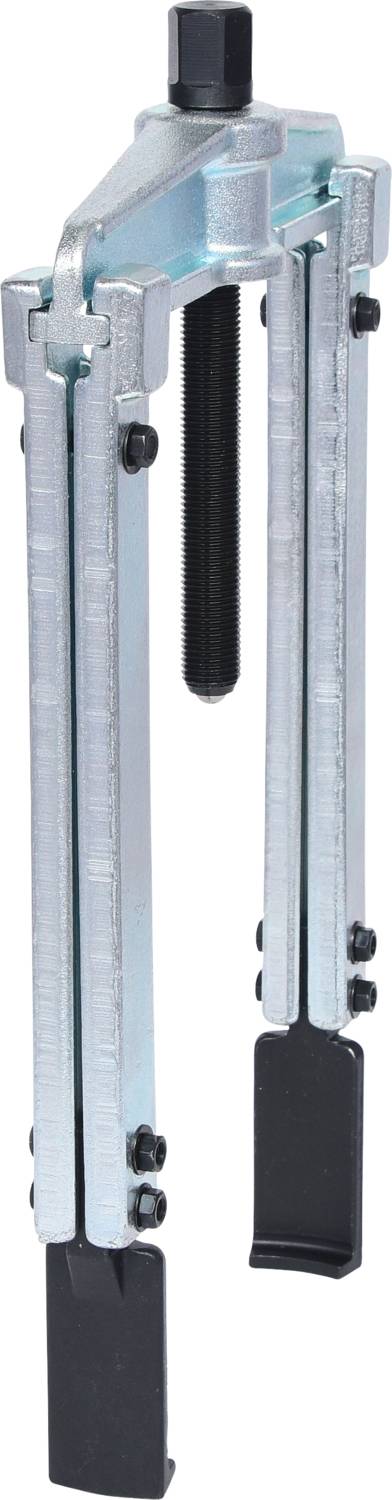 A silver three-arm puller with a black hexagonal head and gripping jaws, suitable for dismantling bearings and pulleys.