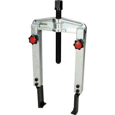 Two-armed metal puller with screw mechanism, suitable for removing tightly fitted bearings or gears.