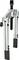 A three-legged metal puller with adjustable arms and a central screw, used for removing stuck components.