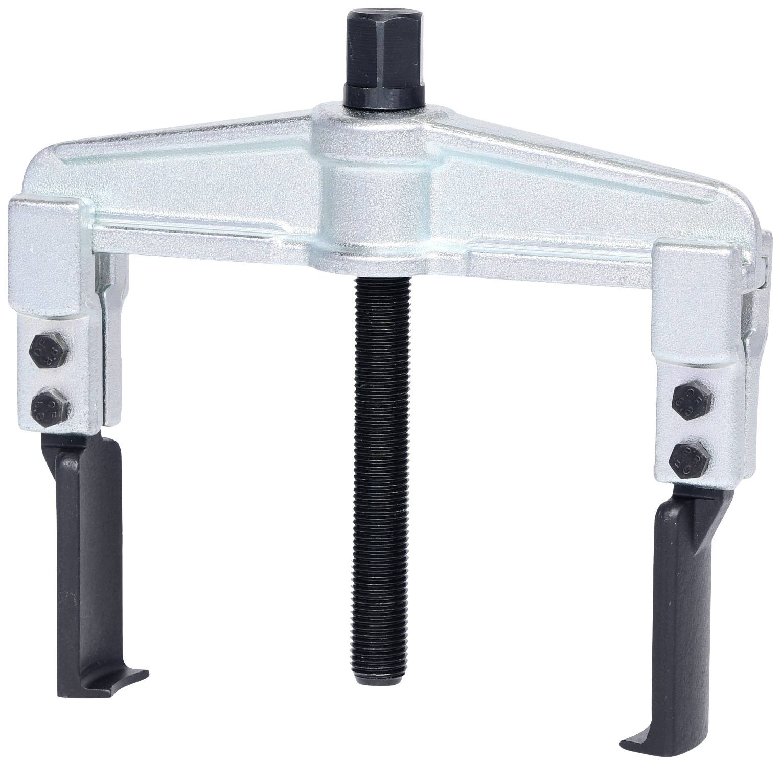 Three-arm puller with adjustable tensioning mechanism, used for removing gears or bearings from shafts.