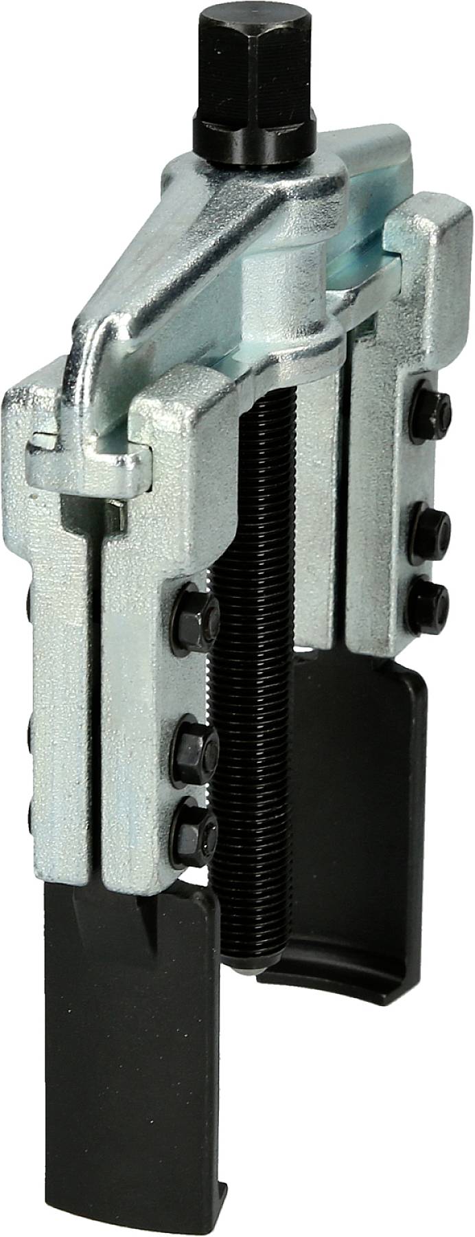 A mechanical puller used for removing stuck parts such as gears or bearings, with a robust metal housing.