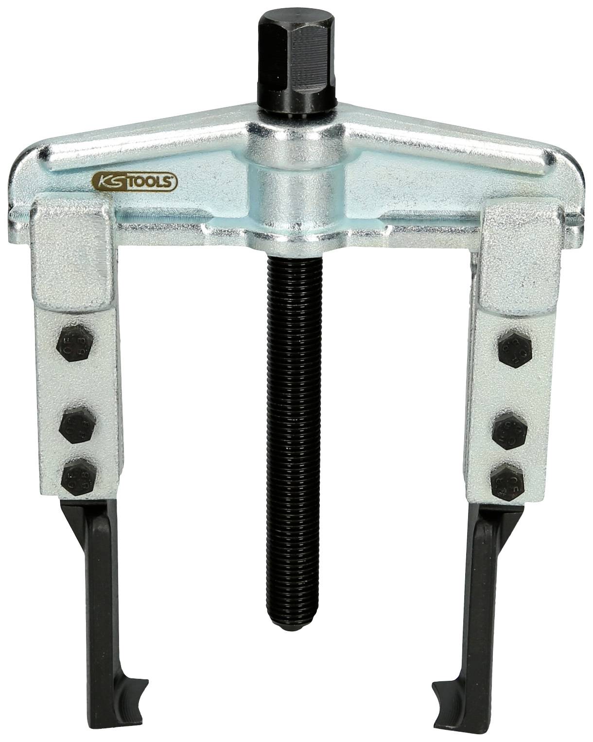 A mechanical puller with two arms and spindle, used for removing ball bearings, gears or similar components.