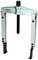 Two-armed metal puller with screw for mounting or dismounting bearings or gears.