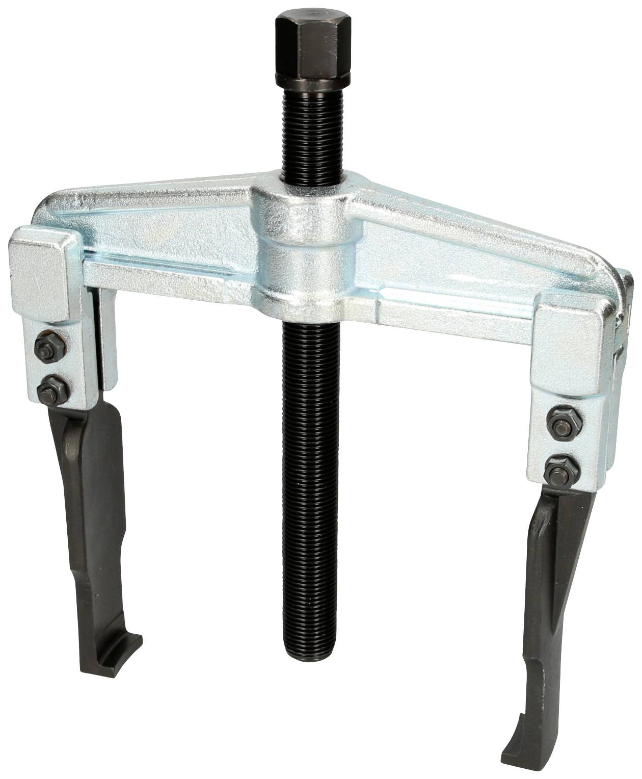 A three-legged puller with threaded spindle, for removing bearings or similar components. Manufactured from metal.