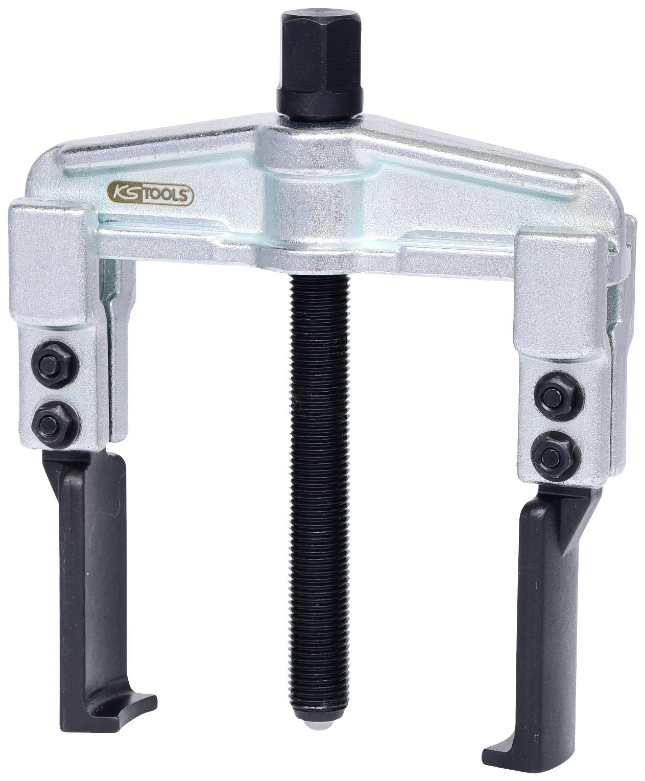 A mechanical two-armed puller with a central screw, used for removing bearings or gears.
