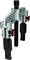 A three-pronged puller tool with a metal body, black spindle, and handles. Used for removing seized parts.