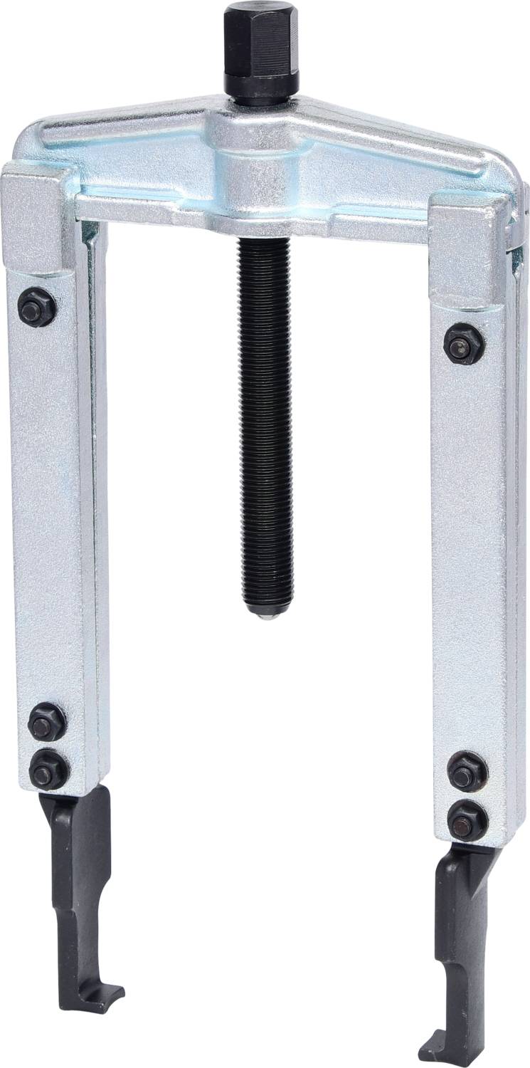 Two-arm puller with a central screw, used for removing bearings and gears from machinery.