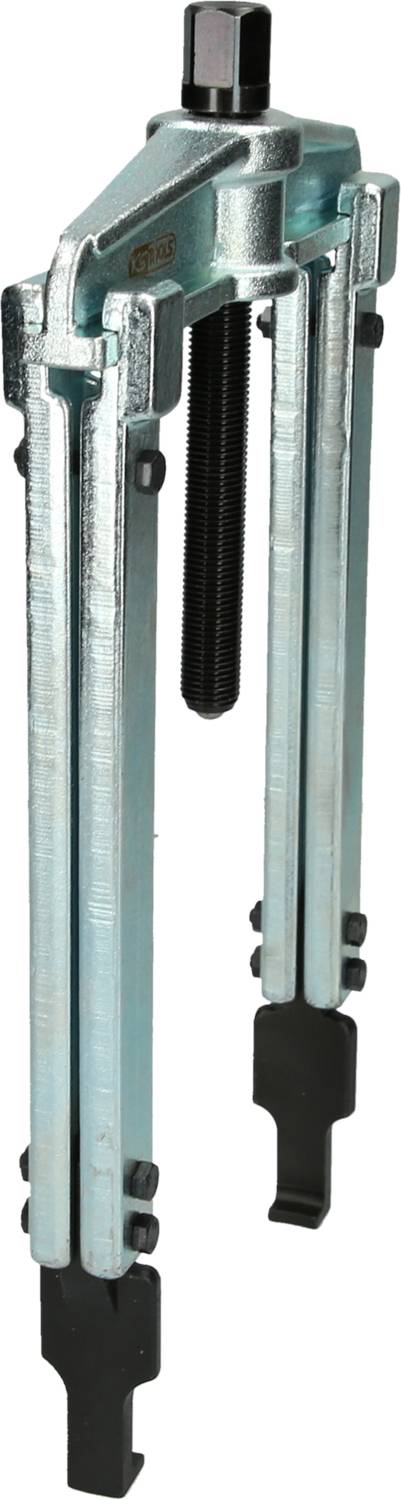 A three-armed mechanical puller made of metal, used for removing bearings or gears from axles or shafts.
