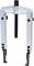 Metal puller with two adjustable arms and a central screw for easy removal of solid parts.