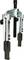 Metal puller with two jaws, used for removing bearings or gears. Contains a central thread for applying pressure.