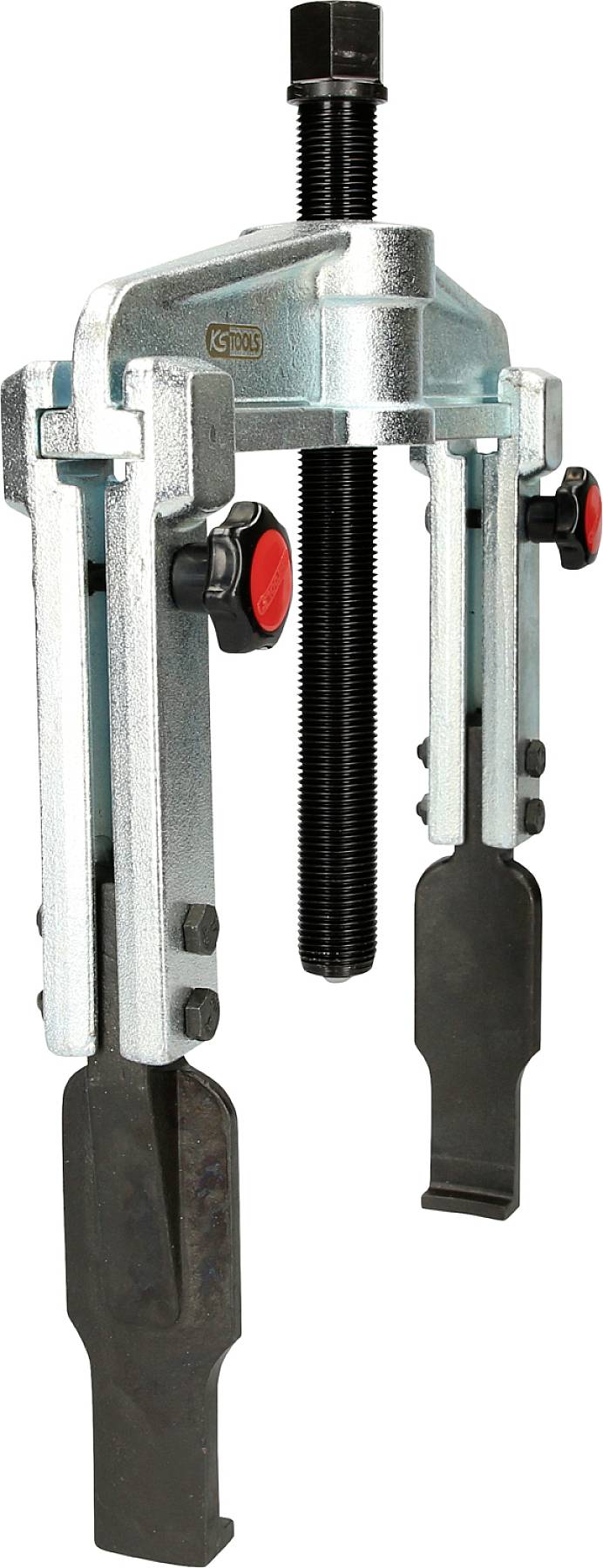 Two-armed puller with a screw, designed for removing tightly fitted components from machinery or vehicles.