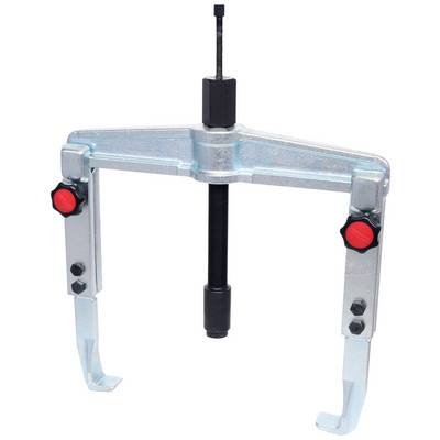 Two-arm extraction device with screw mechanism for removing bearings or gears.