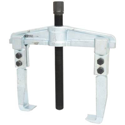A mechanical puller with two arms and a central screw mechanism, used for removing bearings or gears.