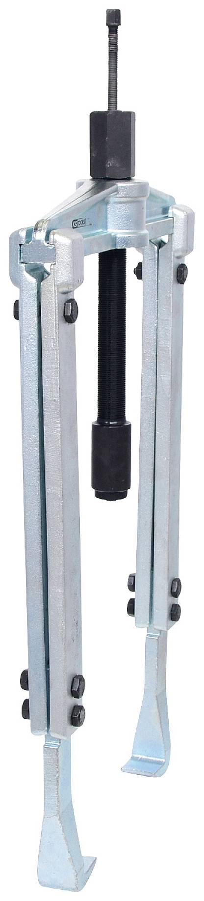 Three-armed puller used for removing stuck parts from shafts, consisting of a central bolt and three gripping arms.