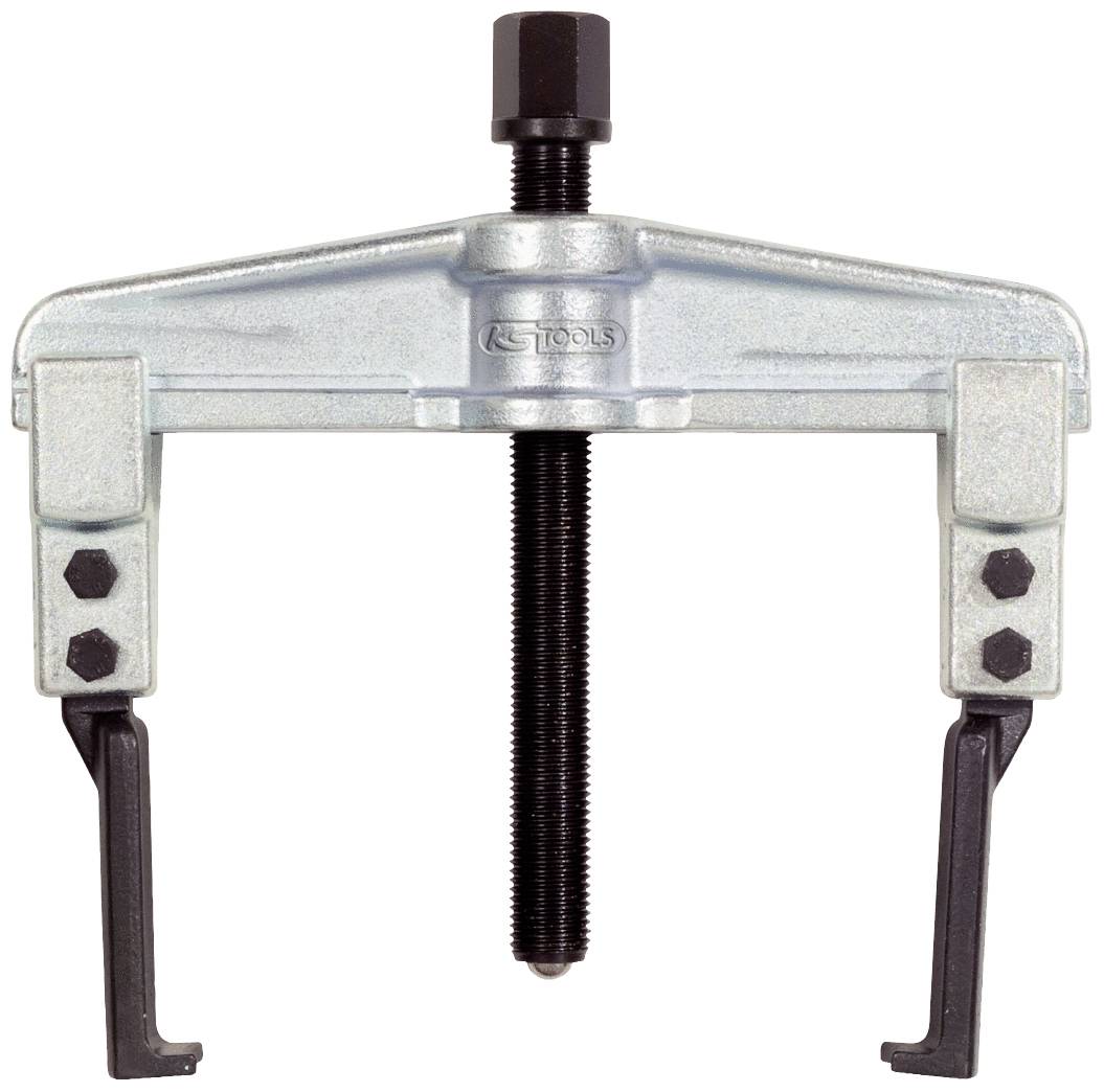A metallic puller with adjustable arms and central threading for removing bearings or gears from machinery.